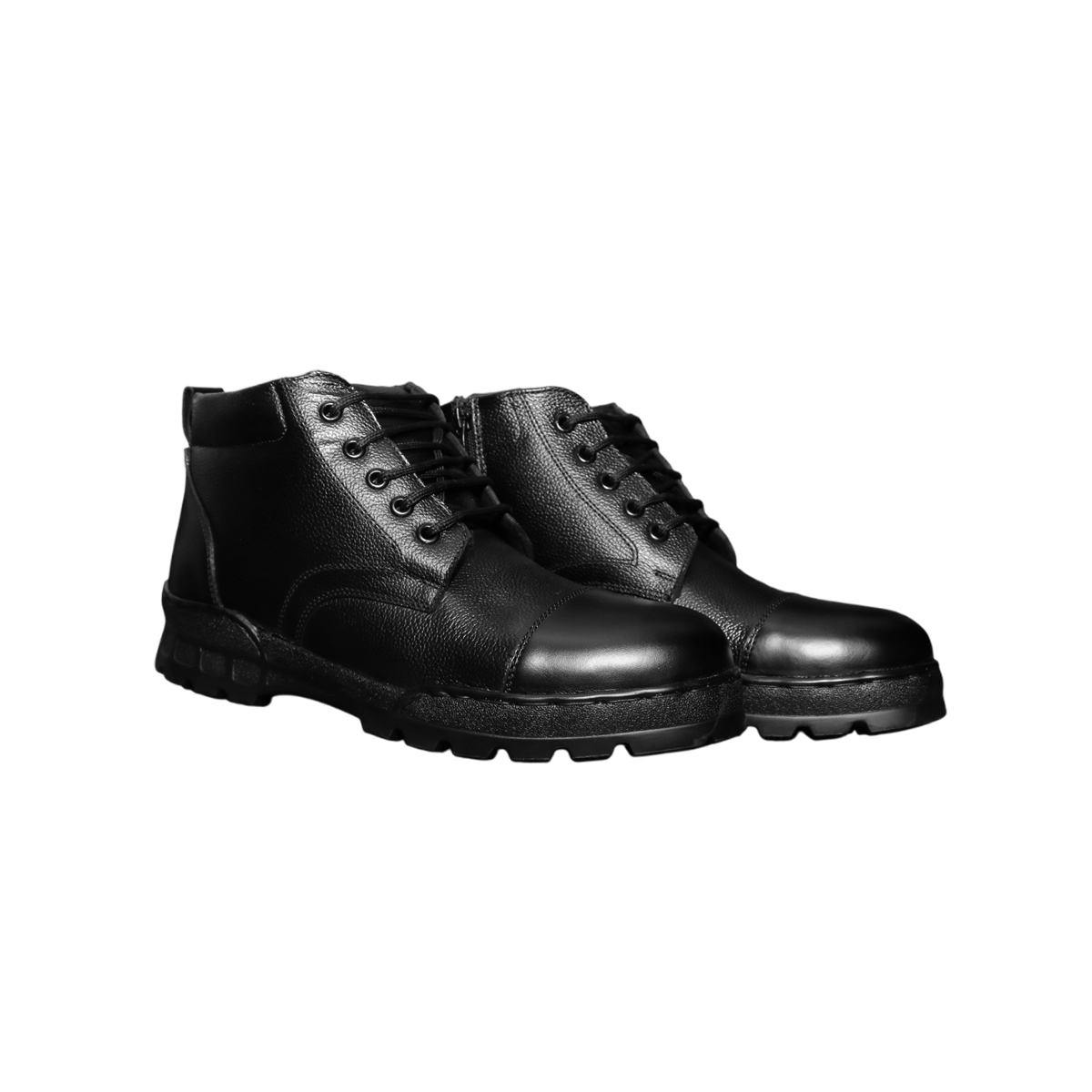 Black Low-Cut Leather Work Boots
