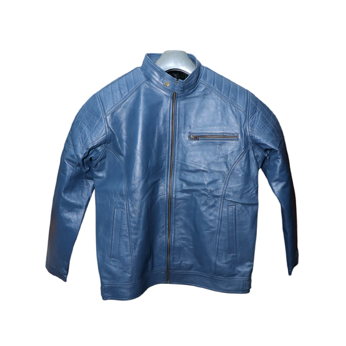 Blue Leather Racer Jacket