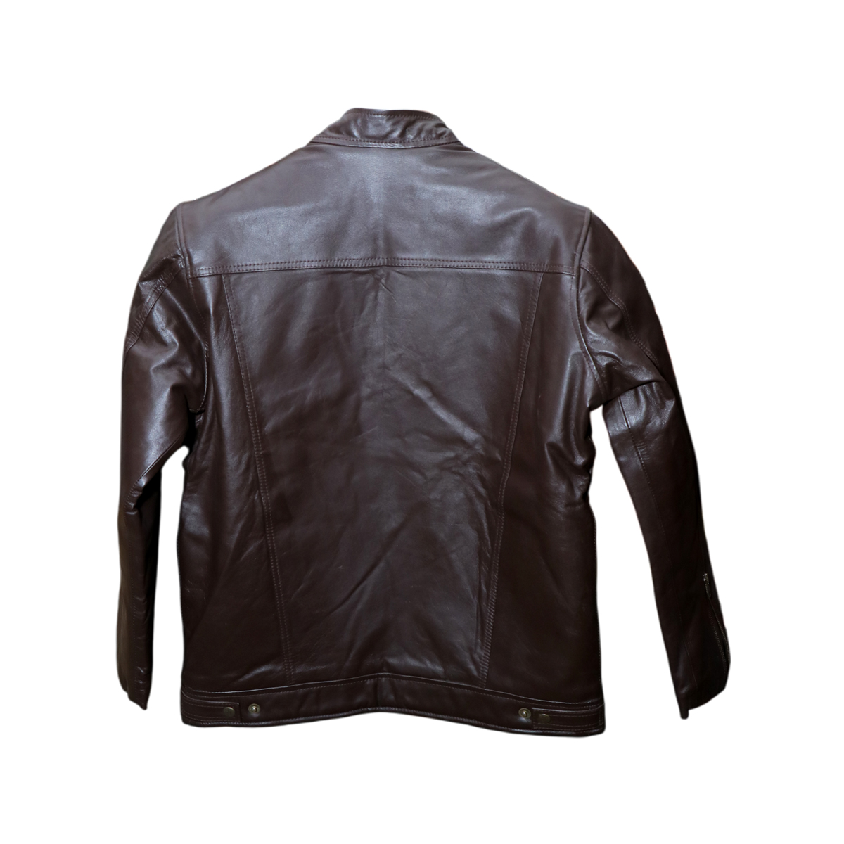 Dark Brown Quilted Leather Biker Jacket