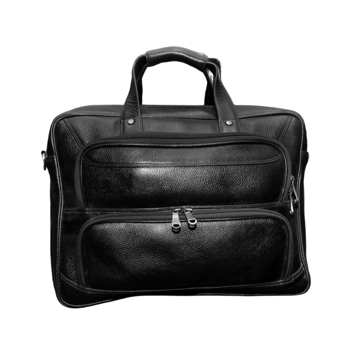 Black Leather Multi-Pocket Bag