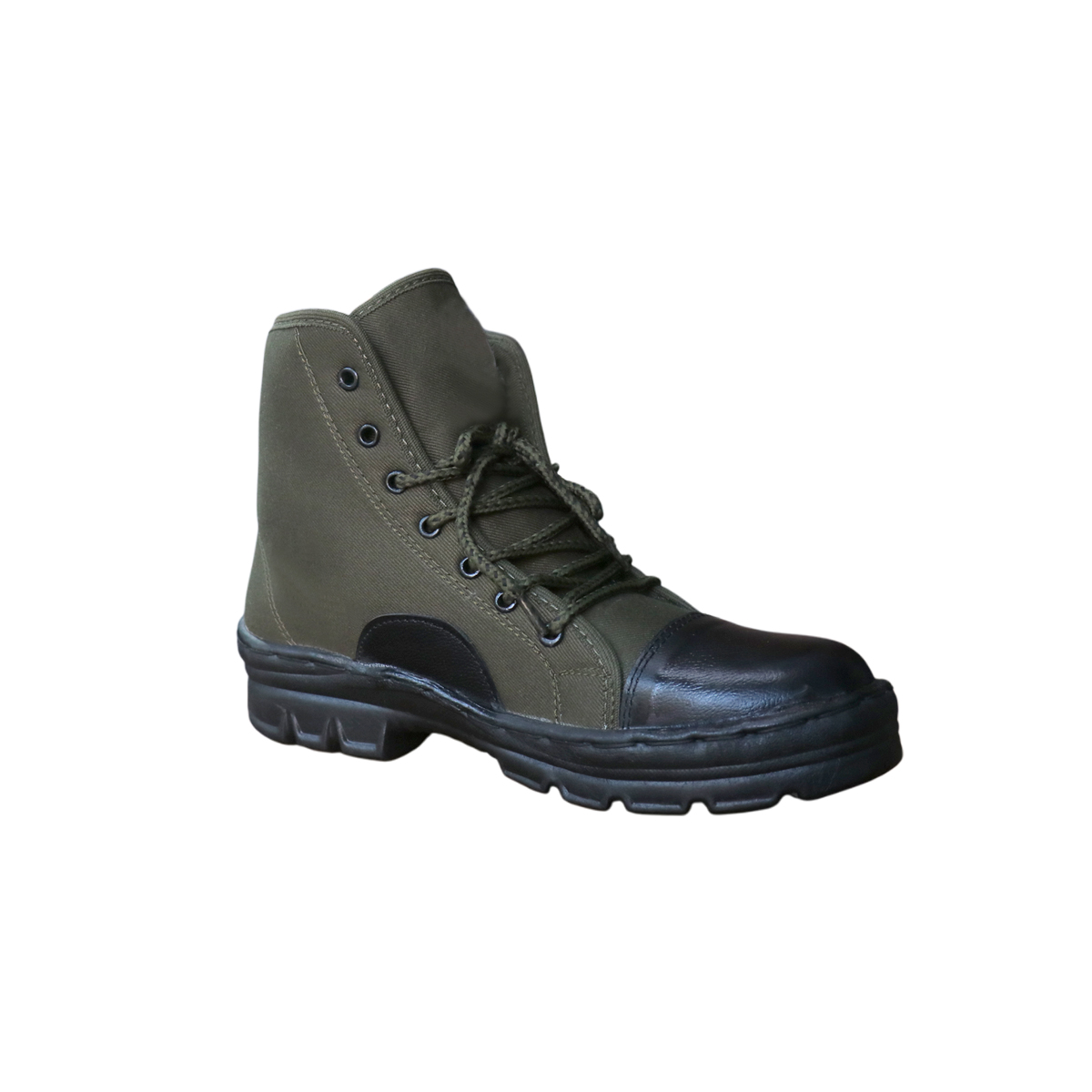 Olive Green Canvas Tactical Boots with Cap Toe